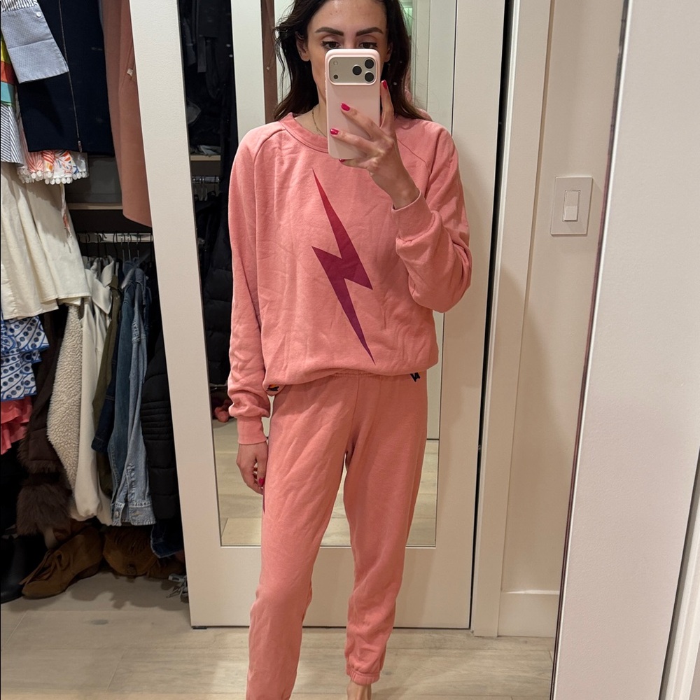 Pink Aviator Nation Sweatshirt and Joggers Set